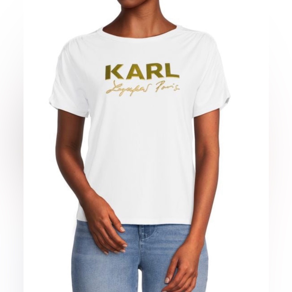 Karl Lagerfeld Paris White Logo T-Shirt (Size S)